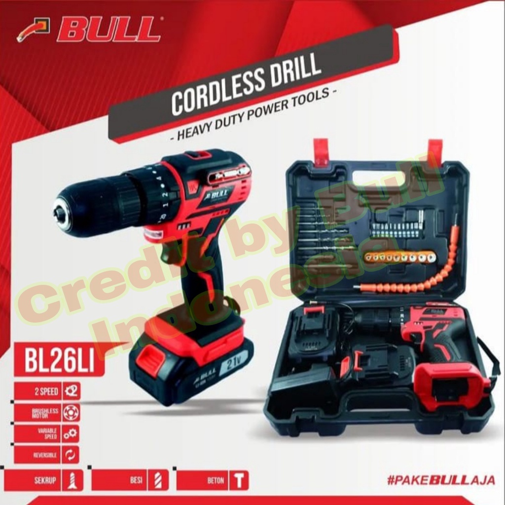 Bor baterai bull BL 26LI - bor baterai tembok 21 volt