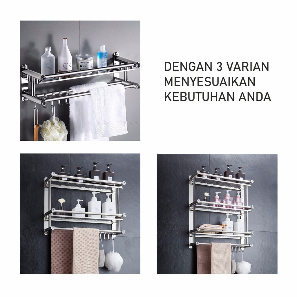 SHENAR GANTUNGAN HANDUK STAINLESS RACK TOWEL 2 SUSUN RAK GANTUNG SS ATAU STAINLESS STELL ORCHID RACK