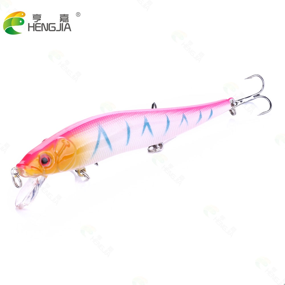 Hengjia 1pc Umpan Pancing Hardlure Bentuk Ikan Kecil Mata 3d 11.5cm 13.1g Dengan 3 Kail 11.5cm