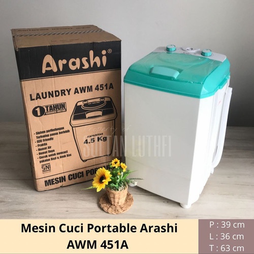 MESIN CUCI ARASHI 4.5KG AWM 451A LAUNDRY  ARASHI MESIN CUCI 4,5 KG - TIPE AWM 451A - mesin cuci 1 tabung