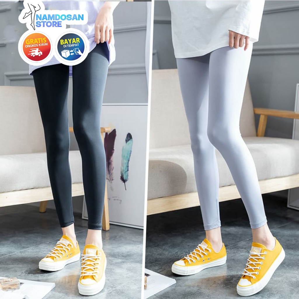 Celana Legging Panjang Wanita Polos Bahan Licin Spandex Premium Ready Semua Ukuran L - XXL - XXXL