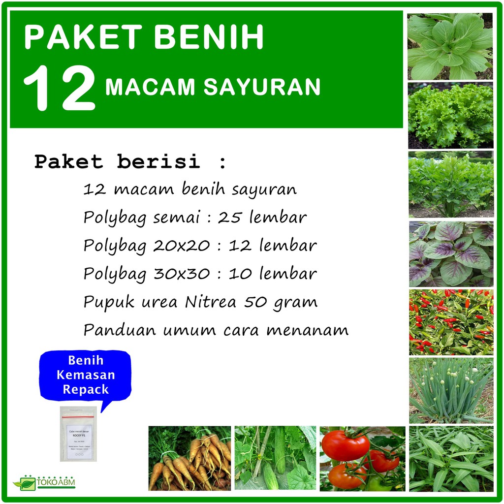 Jual Paket Benih Sayuran 12 Macam Tanaman Sayuran Kemasan Repack