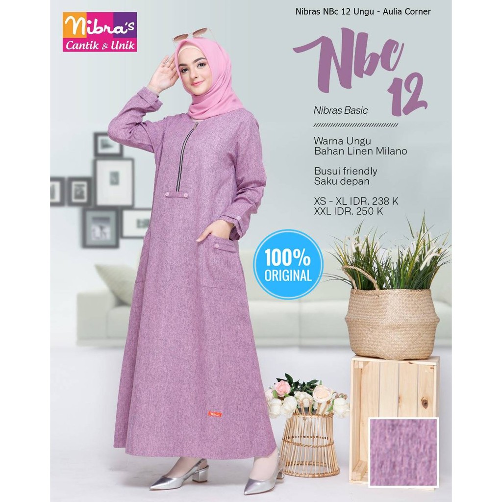Model Gamis Hitam Wanita Gamis Nibras NBC 12 Ungu ORIGINAL Model Casual