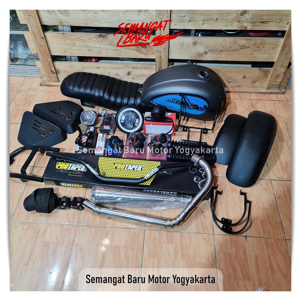 Paket ducati scrambler megapro, tiger megapromono, GL tiger bajajpulsar byson scorpio fullset semoto