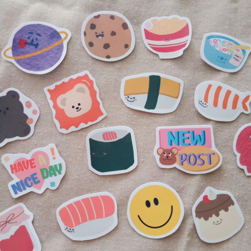 

20Pcs Korean Bear Cute Stationary Journaling Sticker Deco Pack Set Die Cut Waterproof