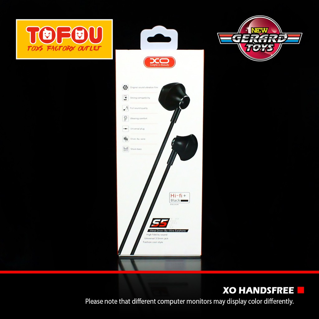XO Handsfree Earphone S5 Black Original Murah