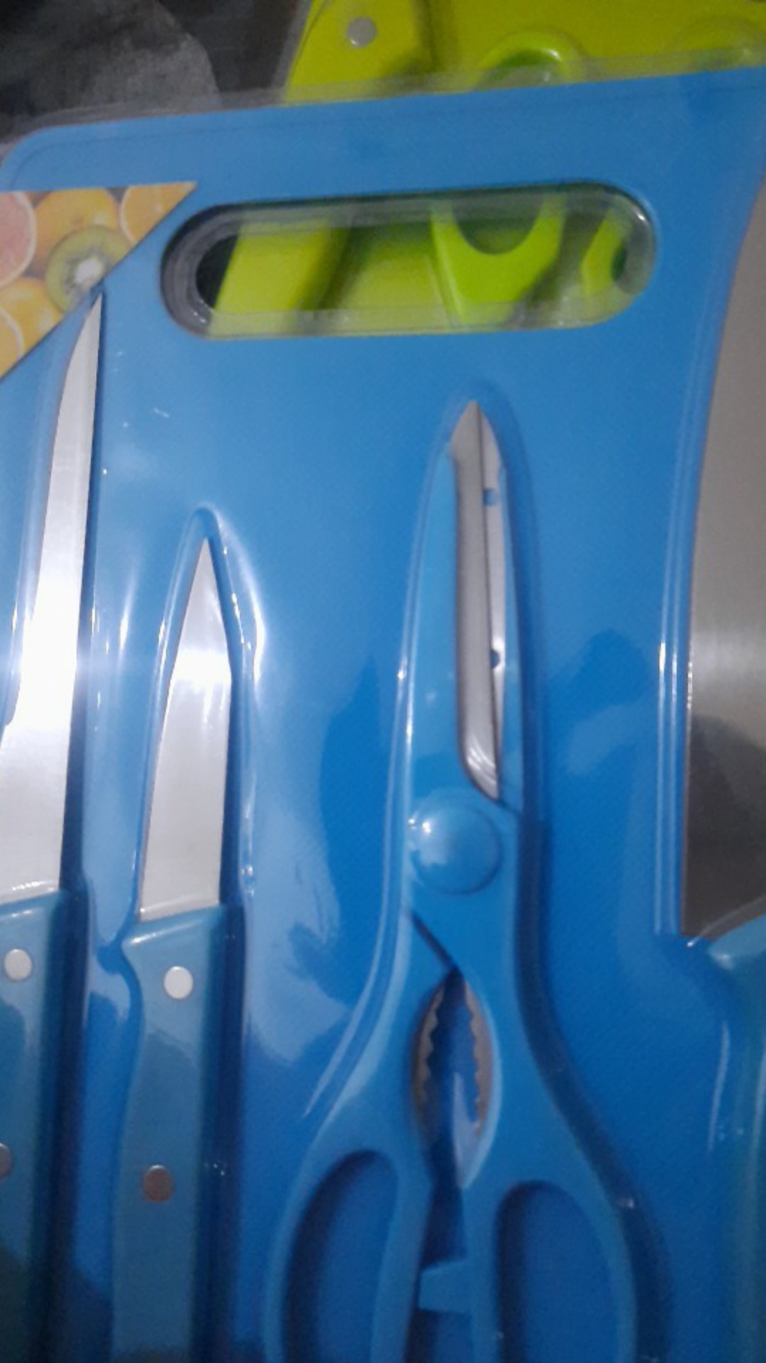 Set Pisau Dapur Knife Set 5in1 Plus Talenan Stainless Pisau Dapur Dan Talenan 20cm X 30cm