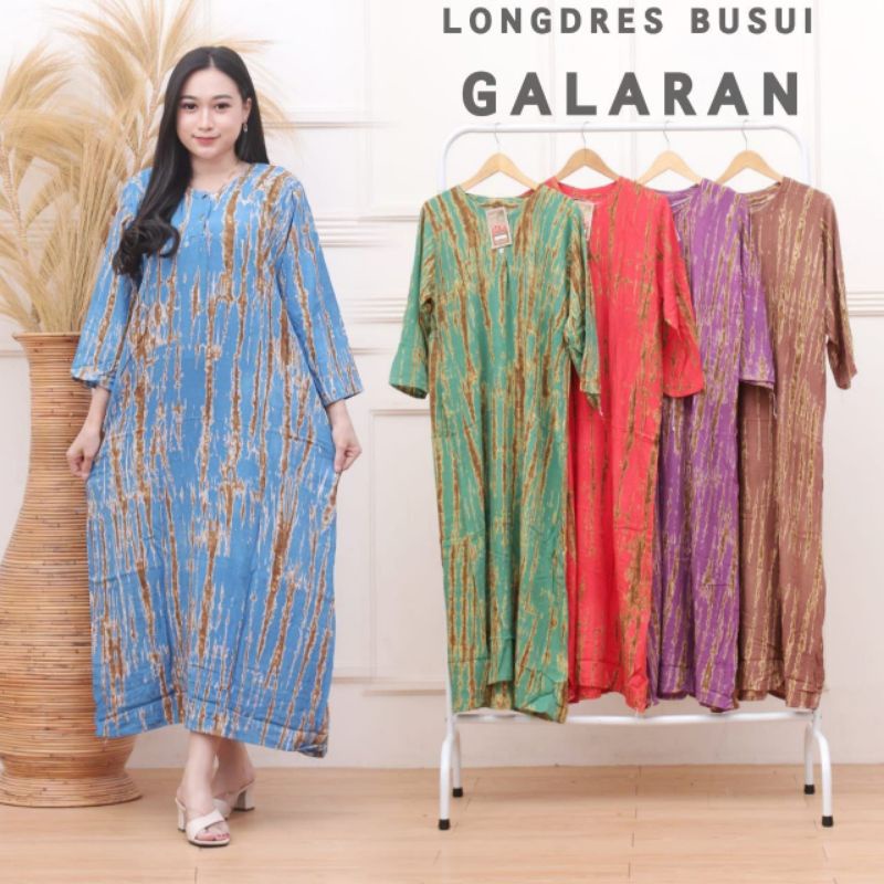 LONGDRESS CABUTAN CINCIN LENGAN PANJANG DASTER PANJANG KANCING DEPAN BUSUI DASTER ADEM MURAH GRIYA BATIK-LD GALARAN