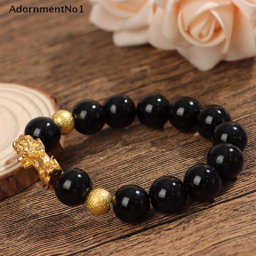 (AdornmentNo1) Gelang Manik Batu Obsidian Feng Shui Untuk Pria / Wanita