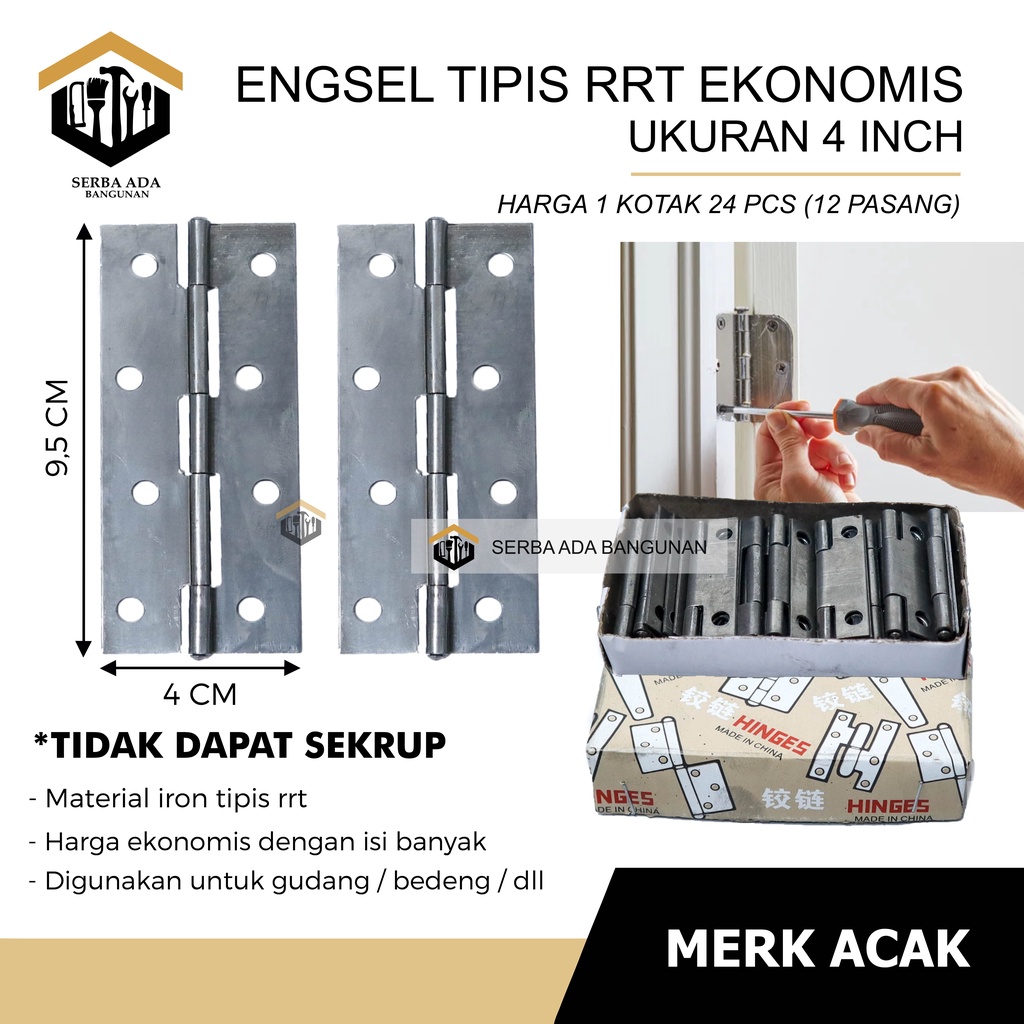 (HARGA PER BOX) ENGSEL TIPIS RRT 1&quot; 1/2&quot; 2&quot; 21/2&quot; 3&quot; 4&quot; ENGSEL KECIL LEMARI KOTAK BOX KANDANG