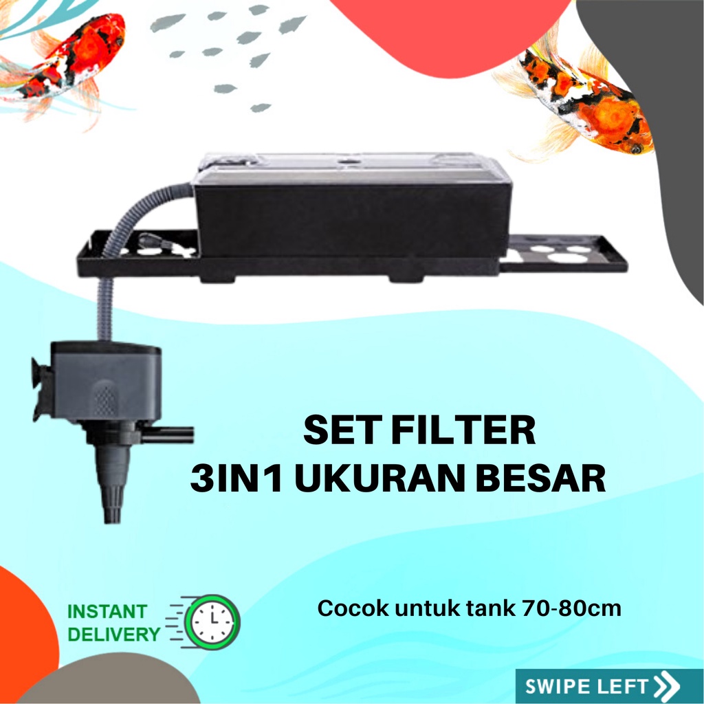 PAKET LENGKAP TOP FILTER ATAS BESAR AQUARIUM 70-80 CM SATU SET FILTER BESAR AKUARIUM TINGGAL PASANG