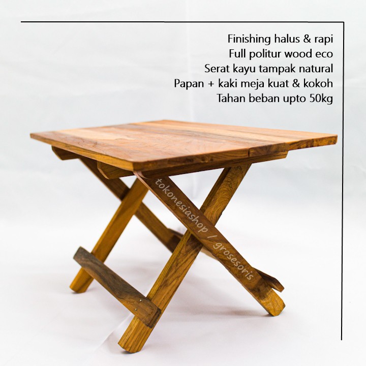 Meja Lipat Kayu Jati AsIi 40x30cm (Bisa-COD)