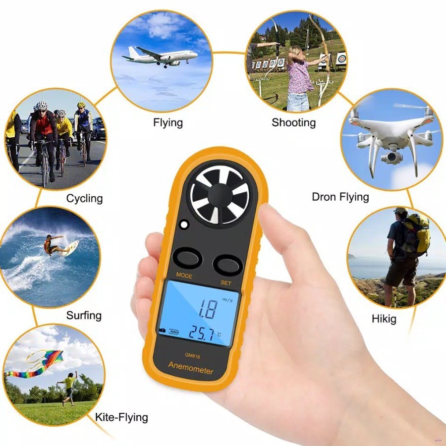 Digital Anemometer Alat Ukur Kecepatan Angin Wind Speed Meter - ANM