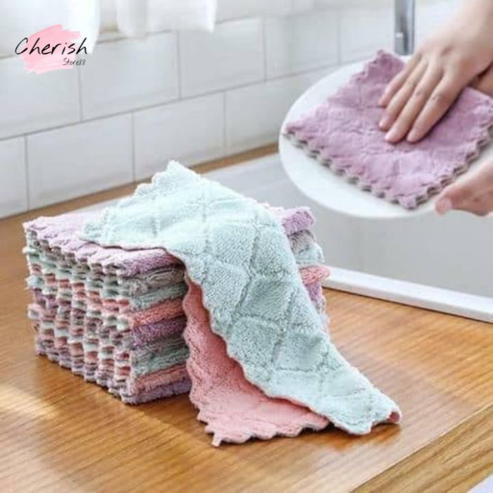 Lap Piring Mikrofiber Serbaguna Kain Lap Dapur Anti Minyak