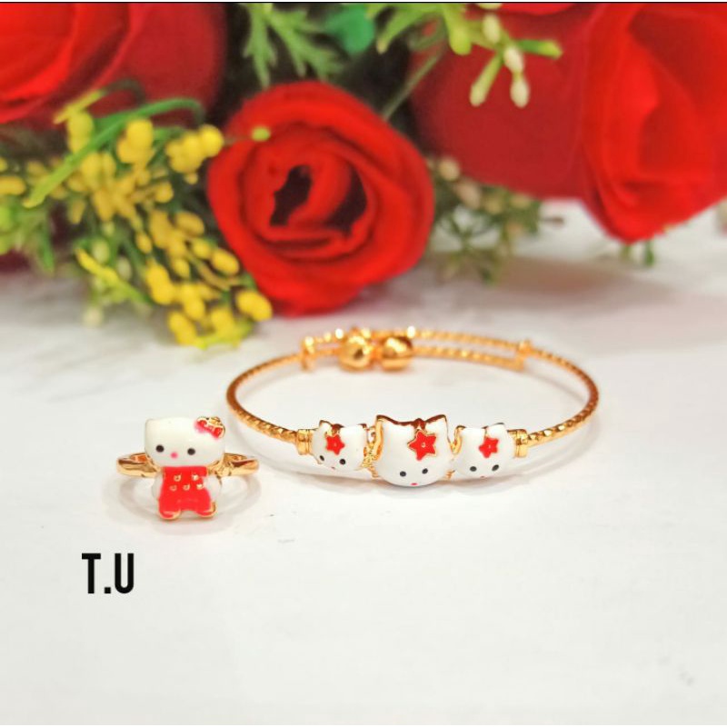 Gelang Kolong Anak Free Cincin Cat Berbagai motif Karakter Perhiasan Anak Gold dan Silver (COD)