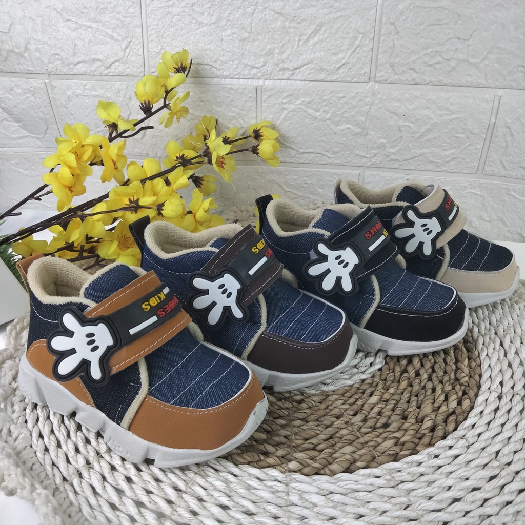 [TAMAN SEPATUKU] SEPATU TRENDY MURAH SNEAKER KERN DENIM ANAK LAKI-LAKI 1 2 3 TAHUN CAX40