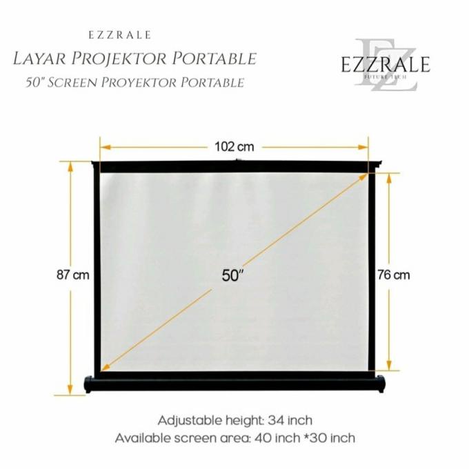 best seller] Ezzrale Layar Projektor Portable 50" Screen Proyektor