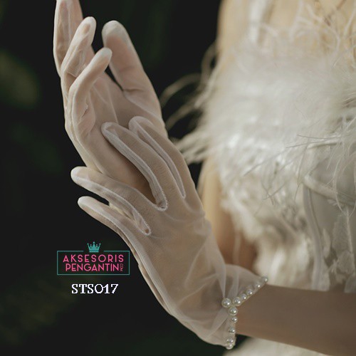 [BISA COD] SARUNG TANGAN PENGANTIN WANITA WEDDING GLOVES BRIDAL MUTIARA STS017