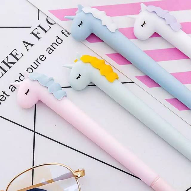 Bolpoin Unicorn Premium Tinta Gel Perempuan Anak Journaling Tipis Karakter Pink Pastel Kado Anak Perempuan Alat Tulis Tempat Pensil Sekolah Back To School