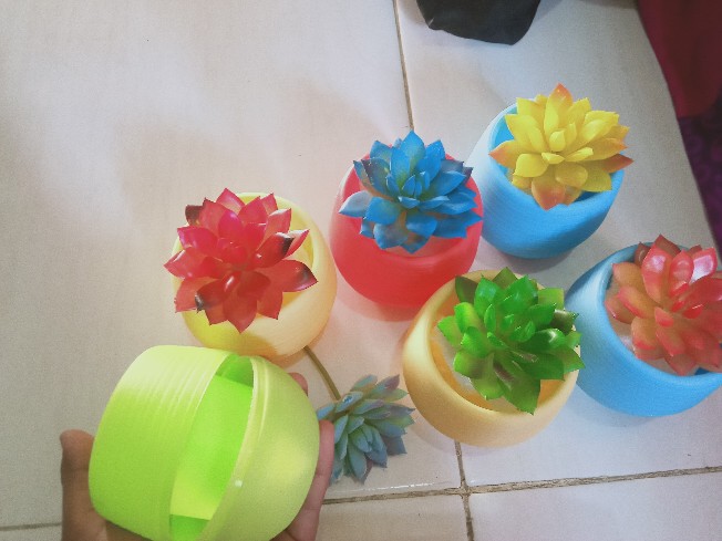 Pot Bulat Mini Vas Bunga Melamin Plastik Pot Bunga Kecil Minimalis Simple Praktis