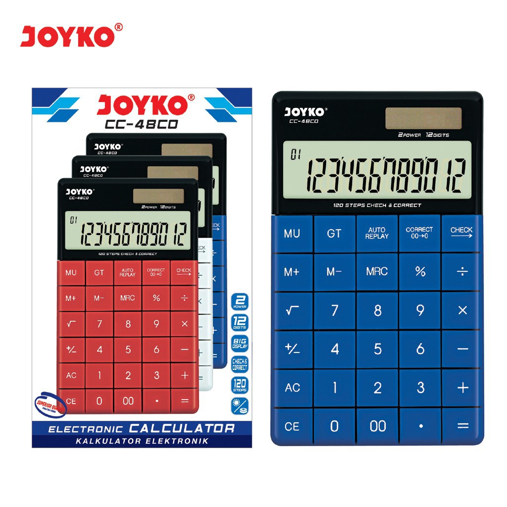

Calculator Kalkulator Joyko CC-48CO Blue 12 Digits Check Correct