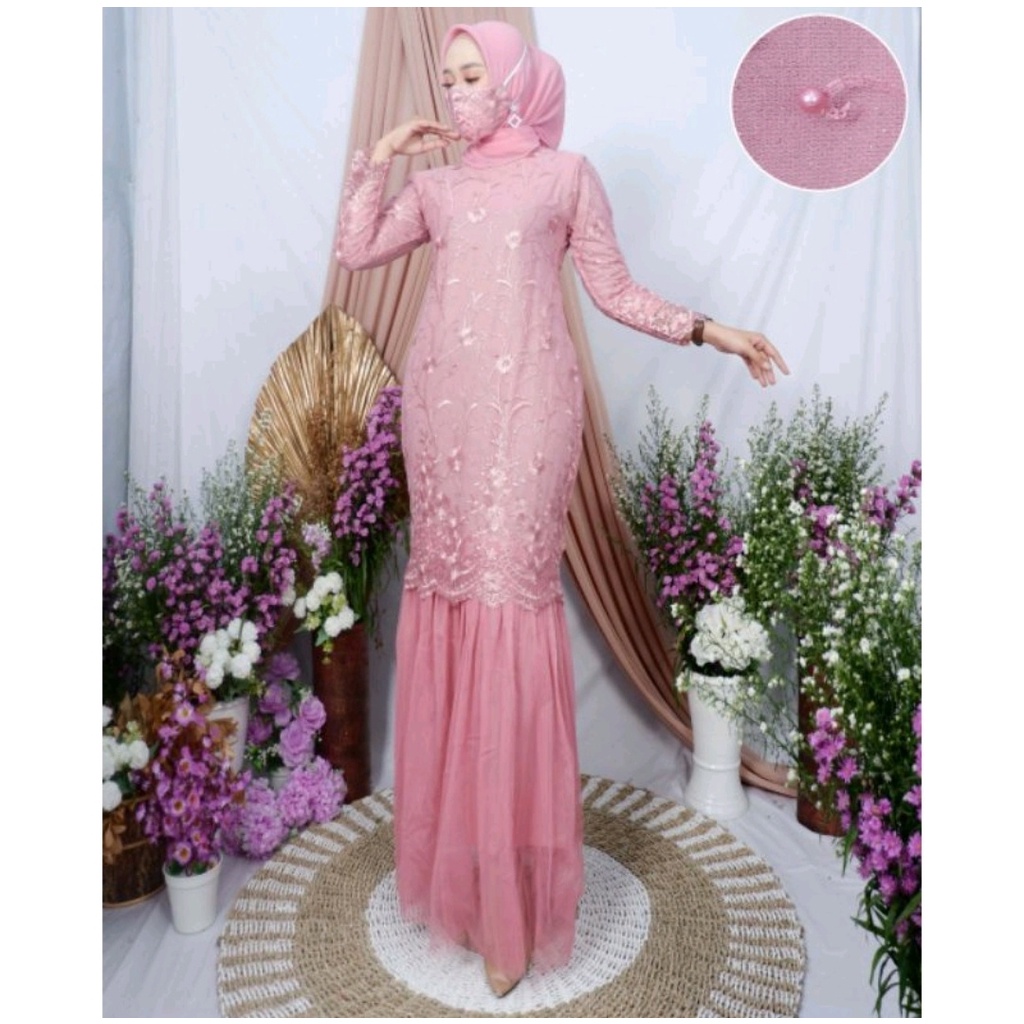 (NEW) GAMIS DUYUNG BRUKAT TILE MUTIARA / GAMIS PESTA / GAMIS FASHION MODERN TERBARU / KEBAYA MODERN / BAJU GAMIS / MAXI DRESS / GAMIS MUSLIM / GAMIS BUSUI MUSLIMAH / #LVTUTU