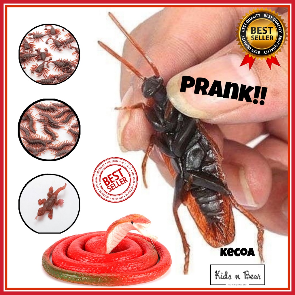 Mainan Hewan Karet Serangga Kecoa Kalajengking Cicak Kaki Seribu Ular Prank/ Mainan Hewan Karet / Ke