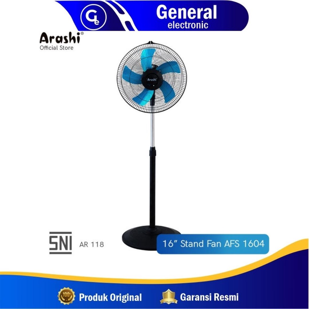 Kipas Angin Berdiri Arashi AFS 1604 - Stand Fan 16 inch 50 Watt Arashi AFS1604