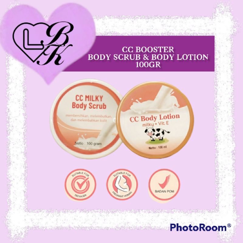 MILKY Body Scrub & Body lotion + VIT E ORI / CC Body Scrub BOOSTER CC MILKY  LOTION