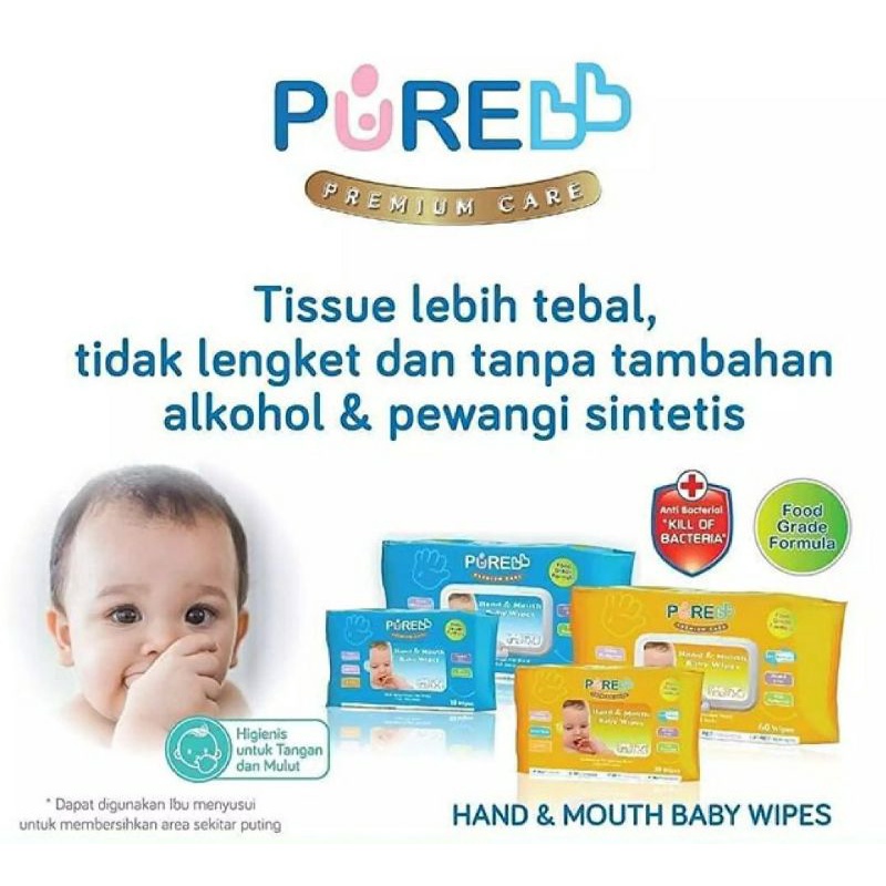 Pure Hand &amp; Mouth Baby Wash isi 60 isi 10 wipes