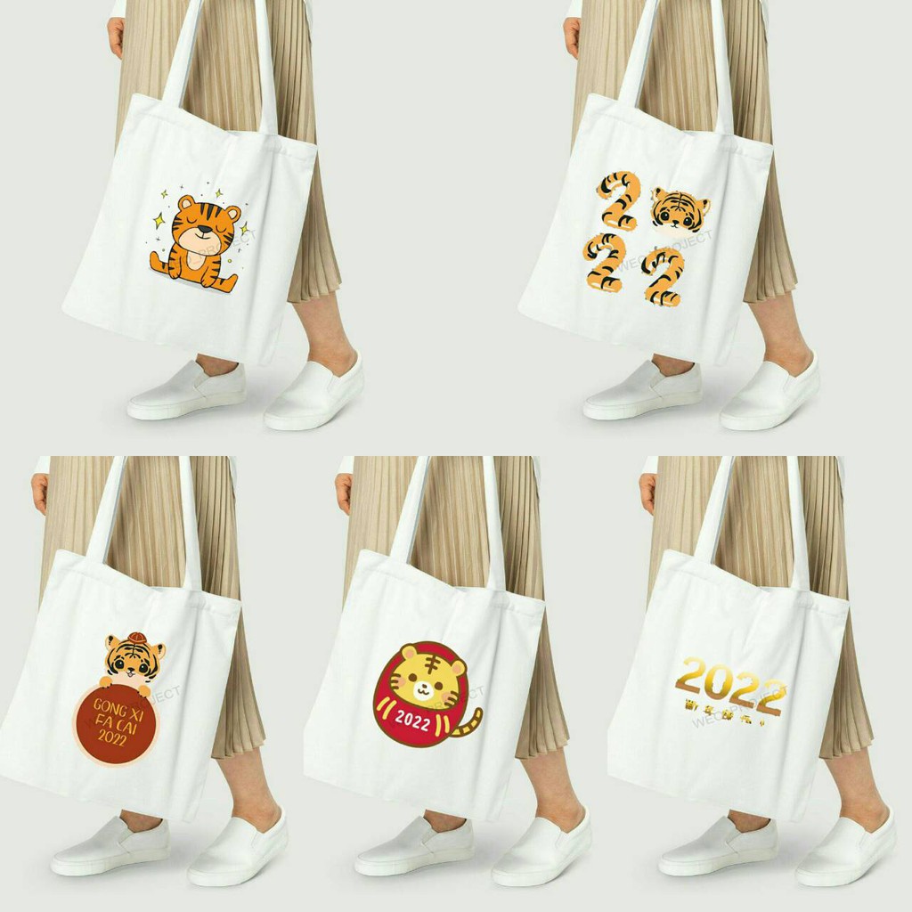 TOTE BAG KANVAS / TOTE BAG WANITA / TOTE BAG Happy New Year Gong Xi Fa Cai Imlek Sincia