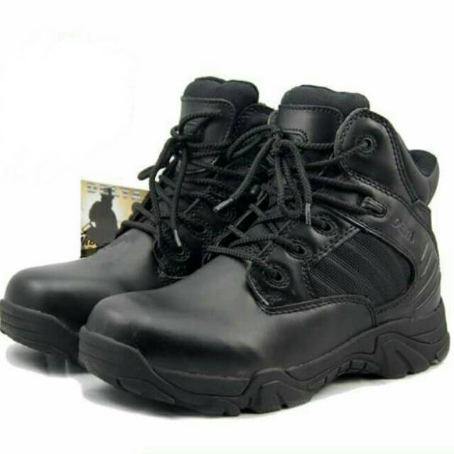 Tactical Delta Hitam Sepatu Tactical Delta Pendek 6 Inch Bahan Kulit Cordura Hitam Sepatu Tactical D
