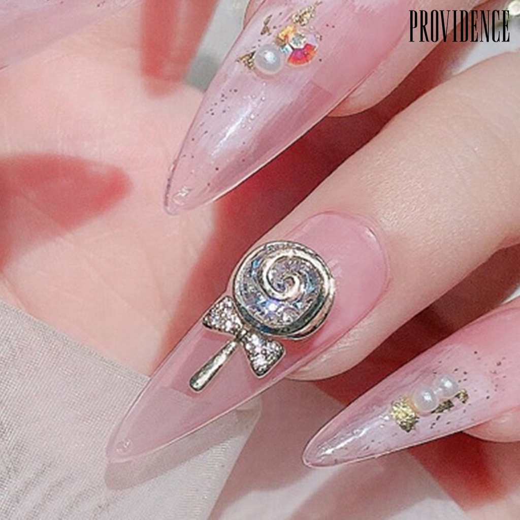 Providence 3Pcs/Set Nail Candy Ornament Lollipop Shape 3D Effect Lightweight Shiny DIY Bright Sugar Rhinestone for Manicure