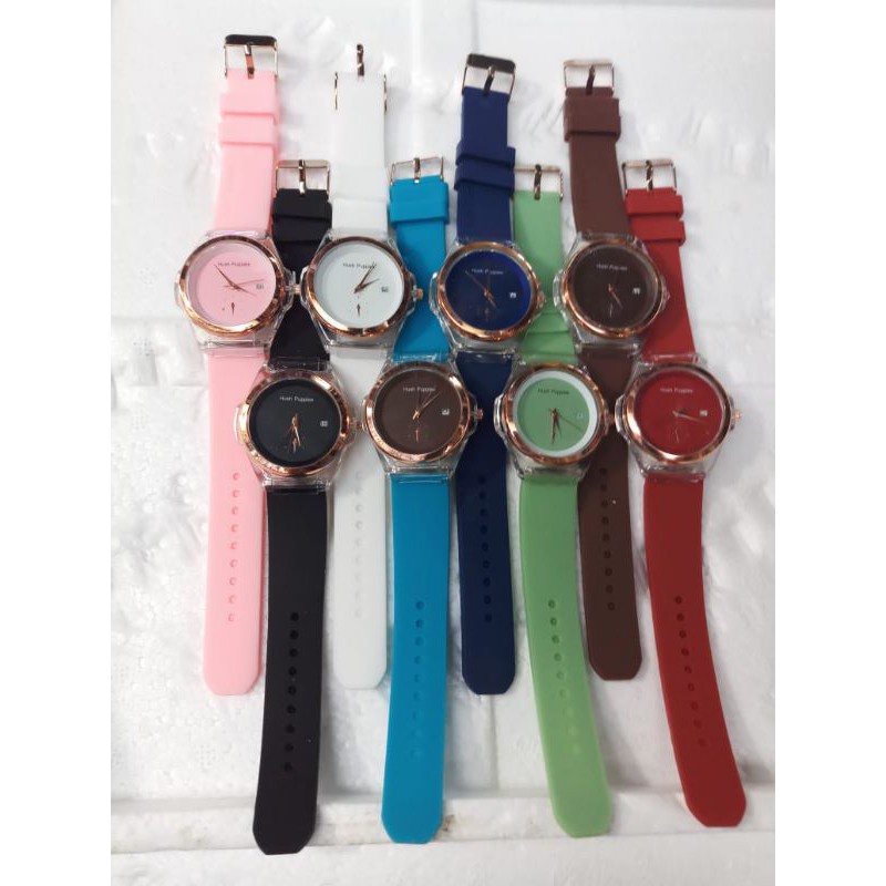 Jam Tangan Wanita Hush Puppies Case Oval Detik Bawah Strap Rubber HP55