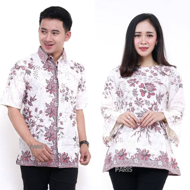 ATASAN BAJU BATIK COUPLE PREMIUM SARIMBIT HEM BLOUSE PUTIH MERAH UNGGUL JAYA SERAGAM BATIK KERJA KAN