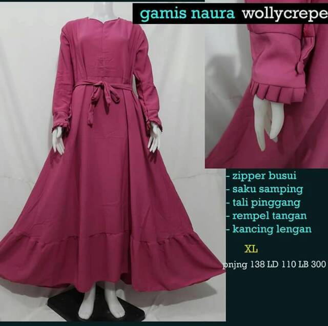 [New&amp;Best!] gamis naura basic wollycrepe | gamis busui dan rempel | gamis grad A grosir