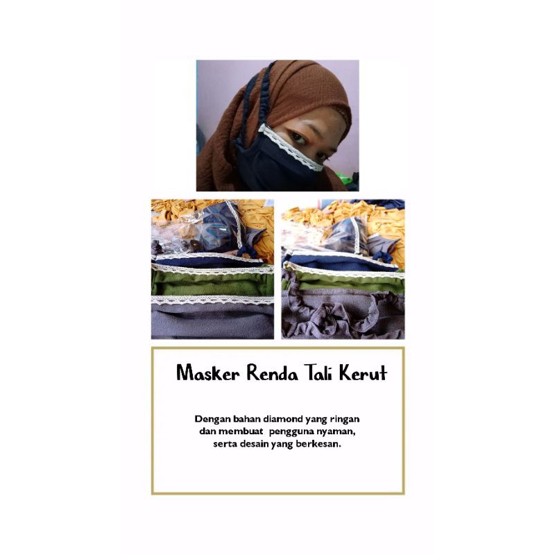 Masker Renda Tali Kerut (Hijab)
