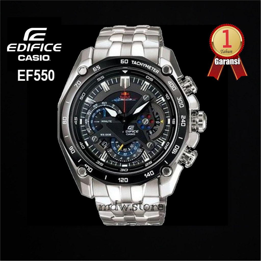 Casio Edifice EF 550 EF550 Silver Blue Jam Tangan Pria