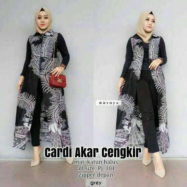 OUTER BATIK WANITA / CARDIGAN BATIK PANJANG ZIPPER DEPAN