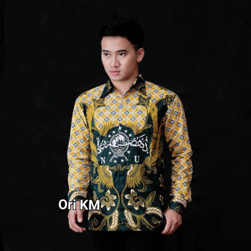 Kemeja Pria Batik Lengan Panjang Motif NU Modern | Kemeja Pria Seragam Banser Ansor Indonesia | Baju Pria Lengan Panjang Seragam NU