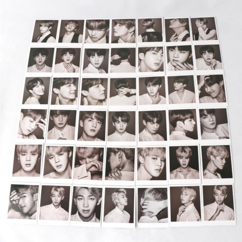 56pcs / set Kartu LOMO Foto KPOP Bangtan Boys BTS HD Dengan Tali Klip