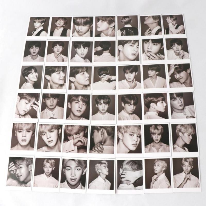 56pcs / set Kartu LOMO Foto KPOP Bangtan Boys BTS HD Dengan Tali Klip