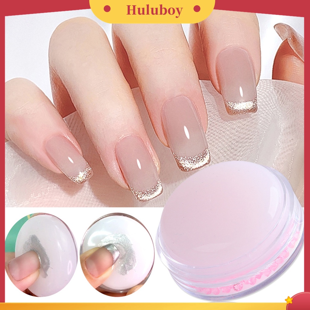 Huluboy Huluboy♡ Stempel Kuku Bentuk Bulat Bahan Silikon Transparan Untuk Manicure