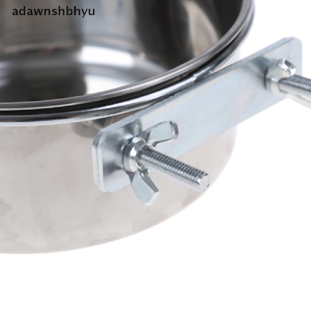 Adawnshbhyu Pet Hanging Bowl Stainless Steel Makan Anjing &amp; Kucing Makanan Air Burung Piring Kandang Mangkuk