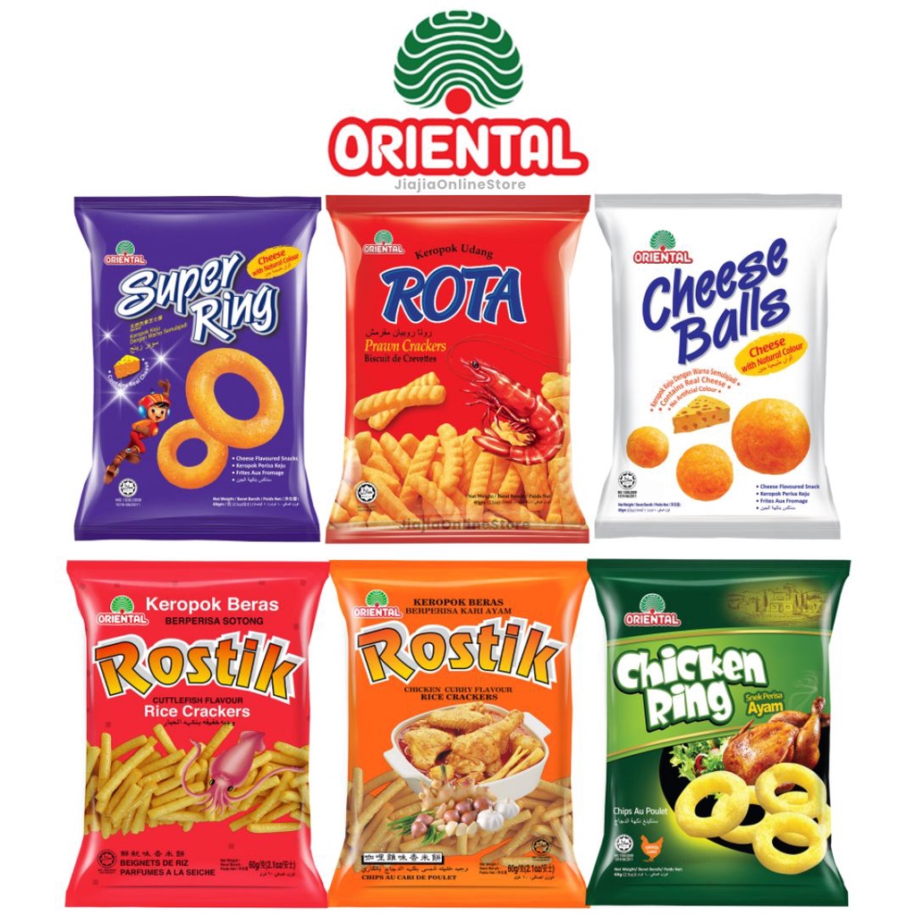 ORIENTAL SNACK Super Ring Green Pea Cheese Ball Rota Shrimp Prawn Oriental Malaysia 60gr