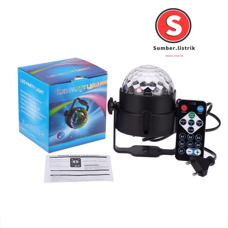 Lampu Disco LED RGB / MAGIC BALL /  Dapat Berputar dengan Sensor Suara untuk Natal / Pernikahan / KTV