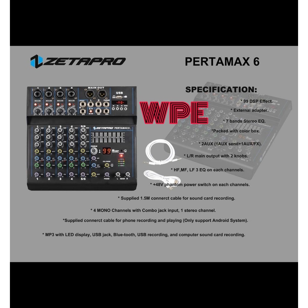 mixer audio zetapro pertamax 6/pertamax6 6channel original