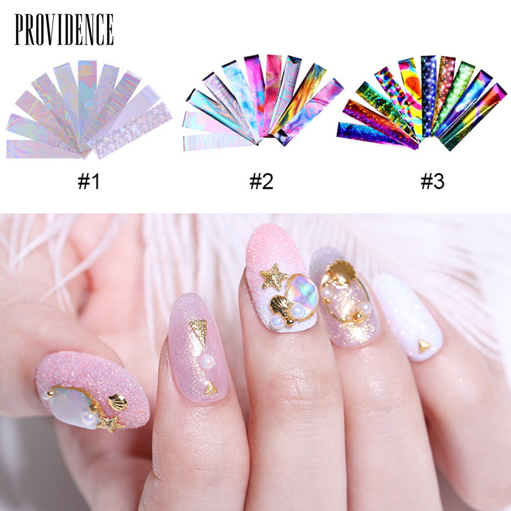 Providence 10Rolls Sparkly UV Gel Nail Art Transfer Foil Stickers Decals DIY Manicure Decor