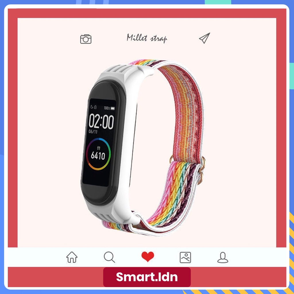 Tali Strap Xiaomi Mi Band 3 4 5 6 7 Soft Nylon Fiber Stripe Strap Nylon Sport Loop