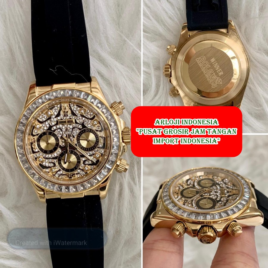 Mega Sale Jam Tangan Pria ROLEX Daytona Eye Of Tiger Gold Garansi 1th
